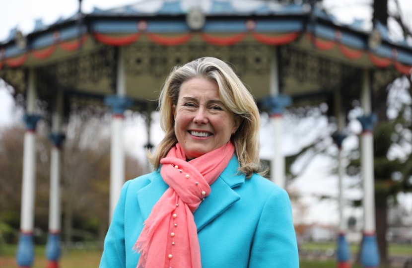 Anna with Bandstand in Priory Park 