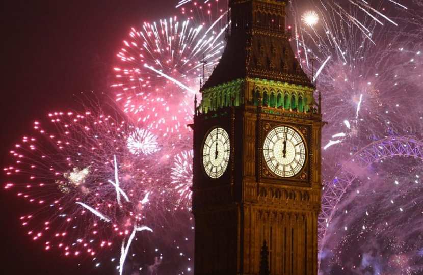 Fireworks behind Big Ben