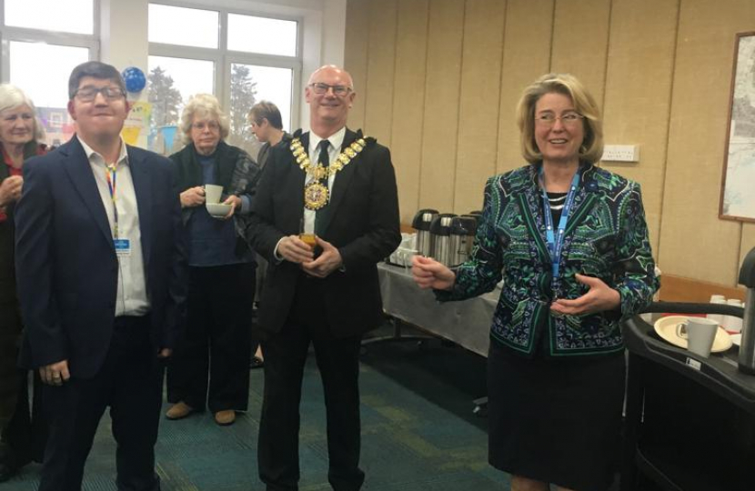 Anna Firth MP with the Southend City Mayor and Robbie Norton of Making Care Fair 