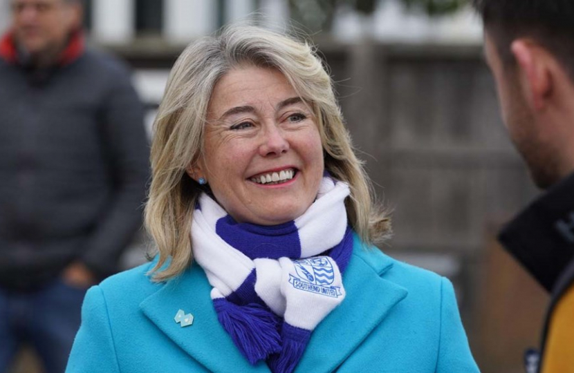 Anna wearing a Southend United scarf