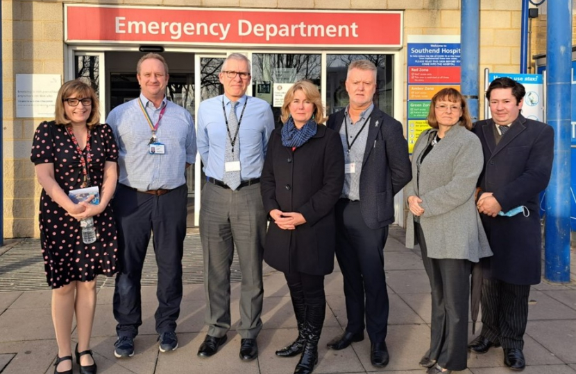 Anna Firth MP with Andrew Pike, Michael Daley and Southend Hospital staff