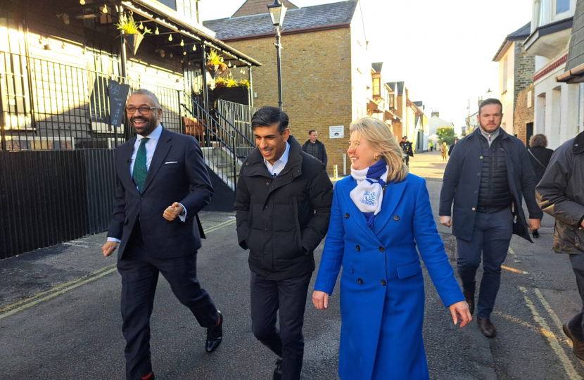 L-R: James Cleverly, Rishi Sunak, Anna Firth