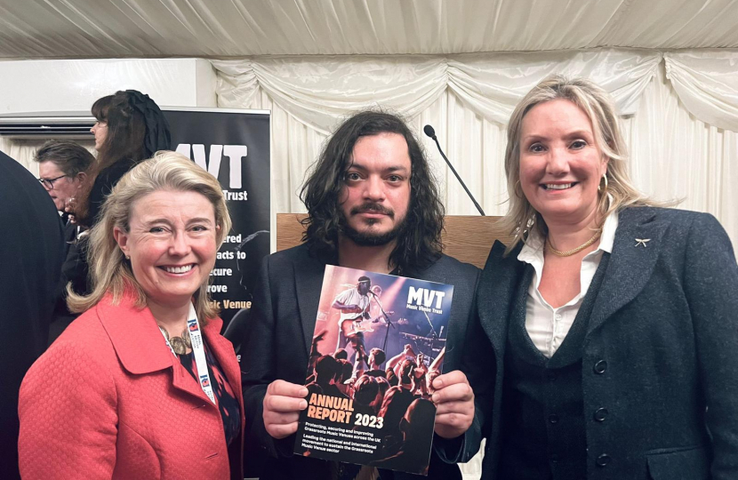 L-R Anna Firth, Sam Duckworth, Dame Caroline Dinenage