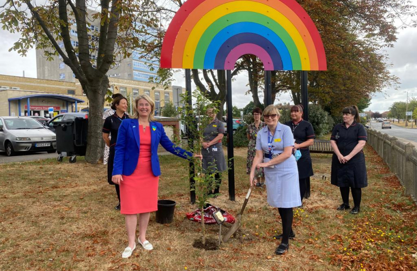 Anna at the tree planting ceremony at Southend Hospital