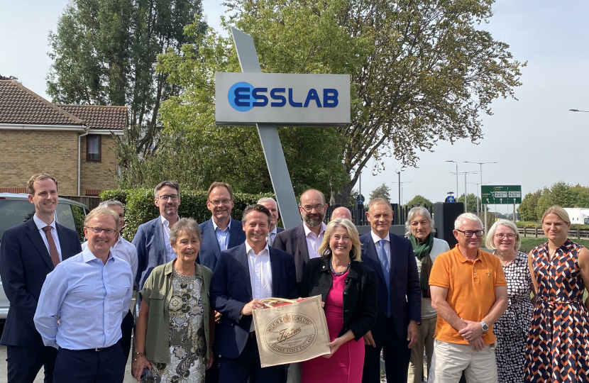 Anna Firth, MP for Southend West, with Nigel Huddleston, Sir James Duddridge MP, and attendees. 