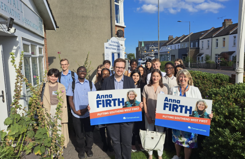 Anna Firth MP campaigning with work experience students