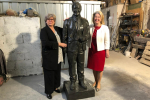 Anna Firth & Lady Amess with the statue of Sir David Amess