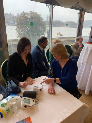 Anna Firth MP getting her blood pressure tested at the event