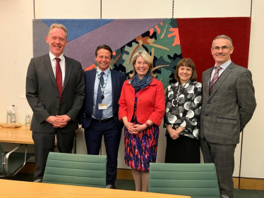 From left to right: David Stanley, founder of the Music Man Project; Nigel Huddleston, Parliamentary Under-Secretary of State for Digital, Culture, Media and Sport; Anna Firth, Member of Parliament for Southend West; Julie Cushion, Constituency Assistant to Anna Firth MP; Scott Dolling, Director of Culture and Tourism at Southend City Council.